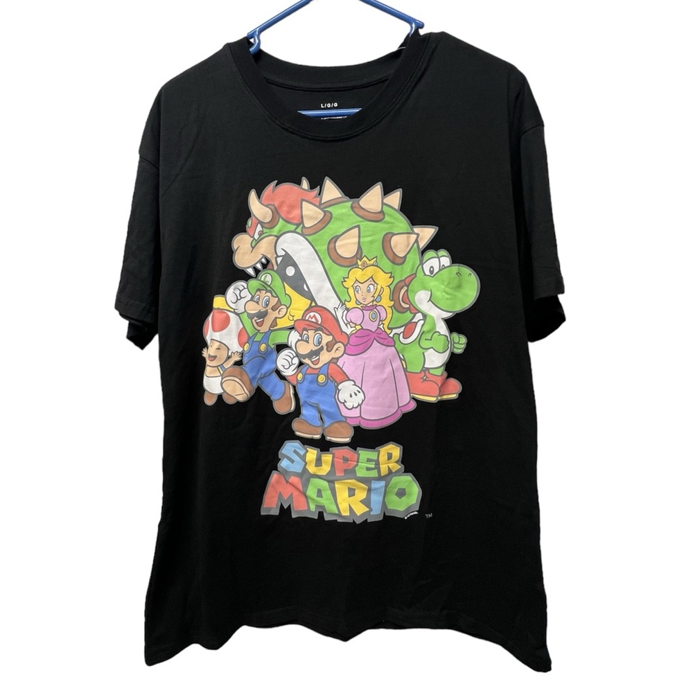 Super Mario Brothers friends and bowser black Adult T-Shirt NWT unisex